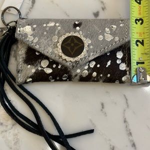 Custom up cycle wristlet with fringe & bling.